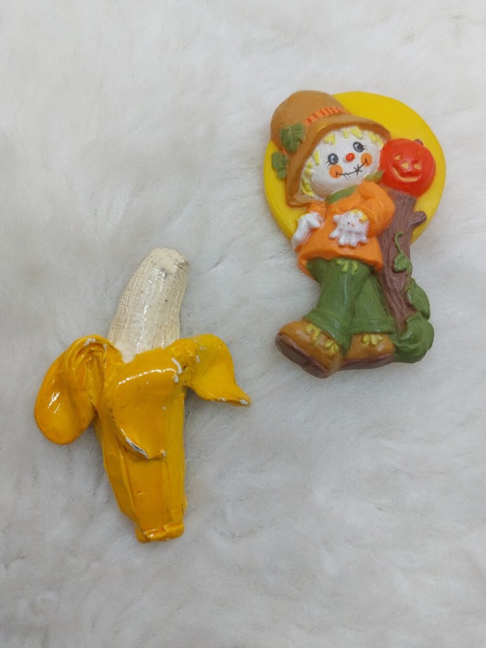 Vintage Rare Hallmark Scarecrow With Jack-O-Lantern and Corn Brooch Lot of 2